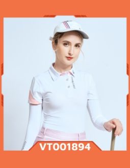 Áo golf cộc tay nữ Charly trắng cổ chữ Charly VT001894