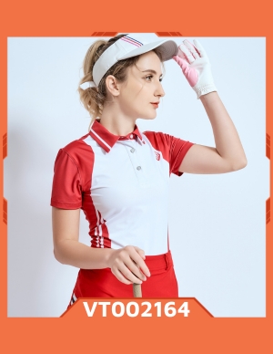 Áo golf nữ Charly đỏ phối thân trắng VT002164