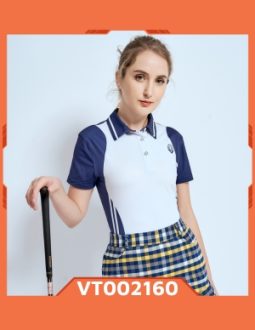 Áo golf nữ cộc tay Charly xanh navy phối thân trắng VT002160