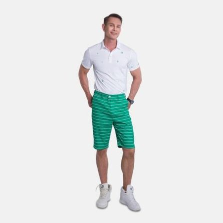 Áo cộc tay nam Charly S23 trắng thêu họa tiết