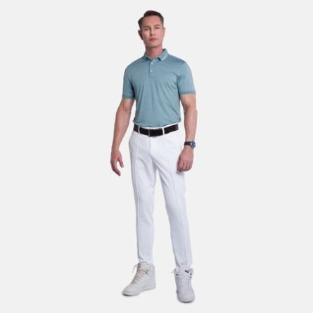 Áo cộc tay nam Charly S23 xanh ghi vải sọc