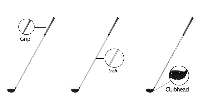 Cấu tạo của gậy golf bao gồm 3 phần chính