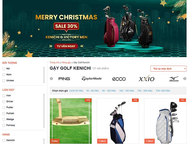 Hình ảnh giao diện gậy Kenichi tại website GolfGroup