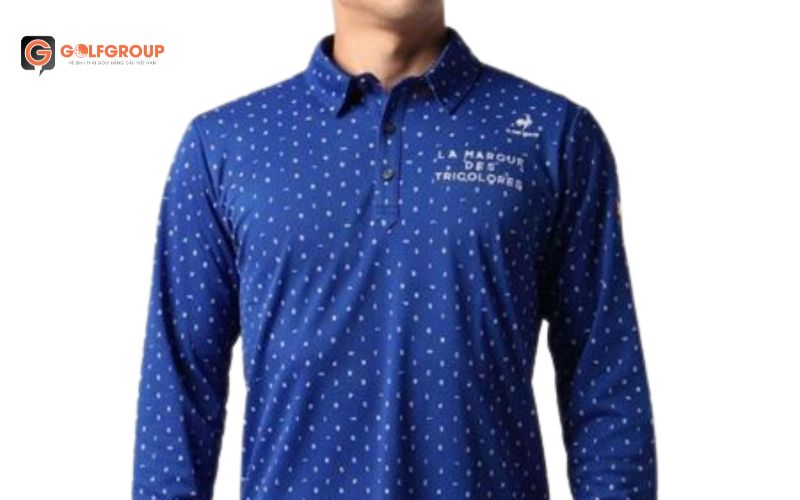 hình ảnh áo dài tay nam Lecoq QGMUJB01 xanh sự lụa chọn ưu tiên của golfer nam