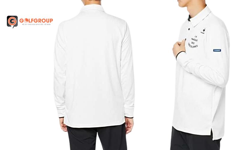 hình ảnh áo dài tay nam Lecoq QGMUJB02 trắng với nhiều kích thước lựa chọn
