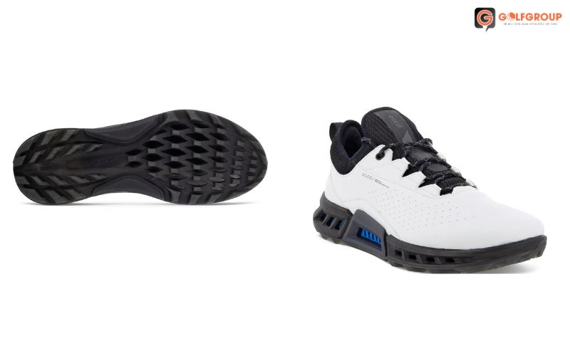 Mũ giày golf nam đế mềm Ecco S-Three white black được làm từ chất liệu da cao cấp 