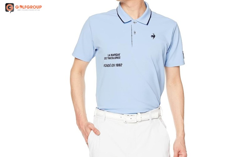 Áo golf polo nam QGMVJA03 màu xanh Lecoq Sportif
