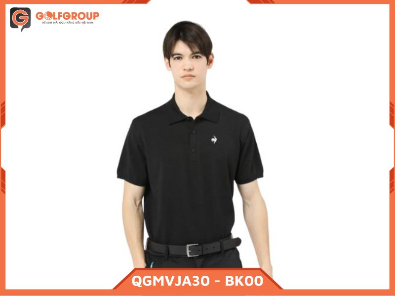 hình ảnh áo cộc tay nam Lecoq QGMVJA30 đen Form Regular Fit ôm cơ thể kết hợp màu đen nam tính