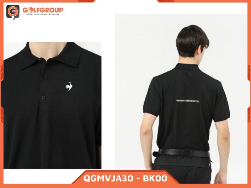 hình ảnh áo cộc tay nam Lecoq QGMVJA30 đen sử dụng công nghệ in ấn tân tiến giúp sản phẩm có độ bên cao và lâu hơn