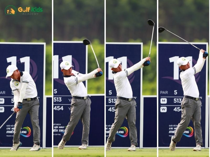 HLV Trương Quang Tư đang đào tạo các khóa golf nhí tại GolfKids