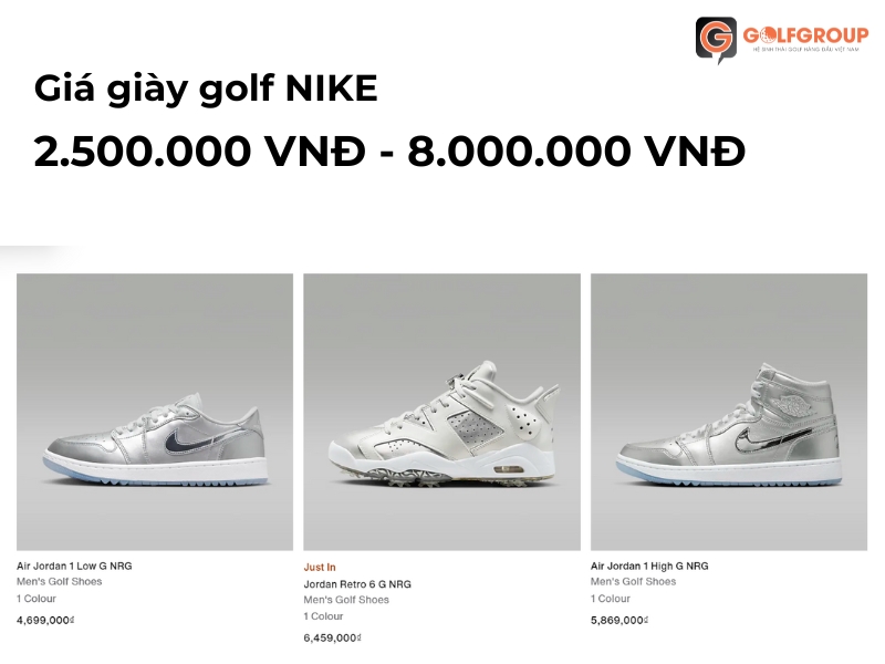 Giá bán trung bình của giày golf Nike là từ 2tr-8tr