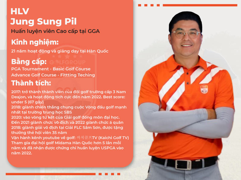 Thầy dạy golf Jung Sung Pil gây ấn tượng với golfer với phong cách dạy học khác biệt