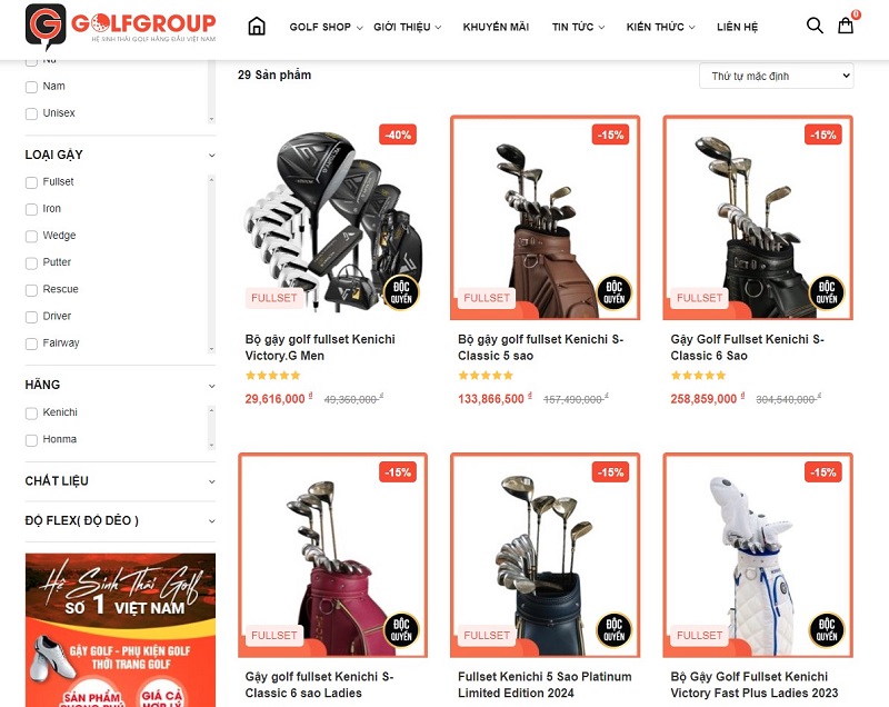 Golfer có thể vào trang web GolfGroup để tìm hiểu về gậy Kenichi