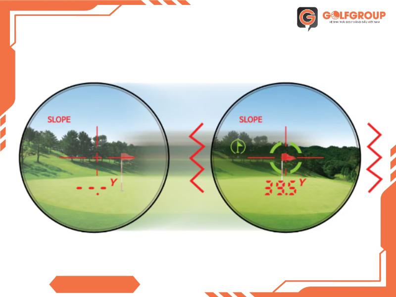 Chế độ đo độ dốc giúp golfer nắm được khoảng cách ở mọi loại địa hình