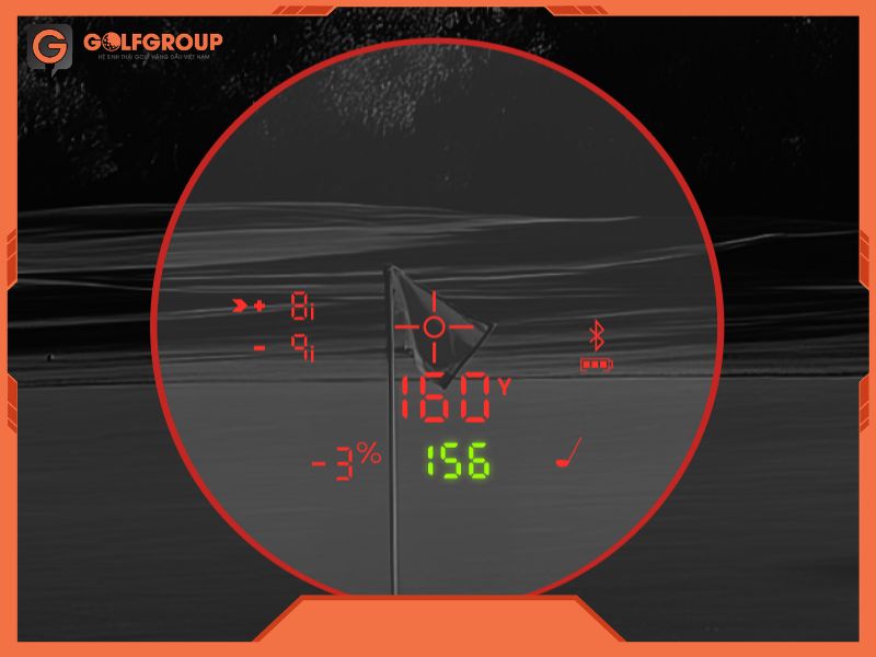 Slope First hiển thị khoảng cách “play as” màu xanh trong tầm nhìn để golfer chốt gậy nhanh